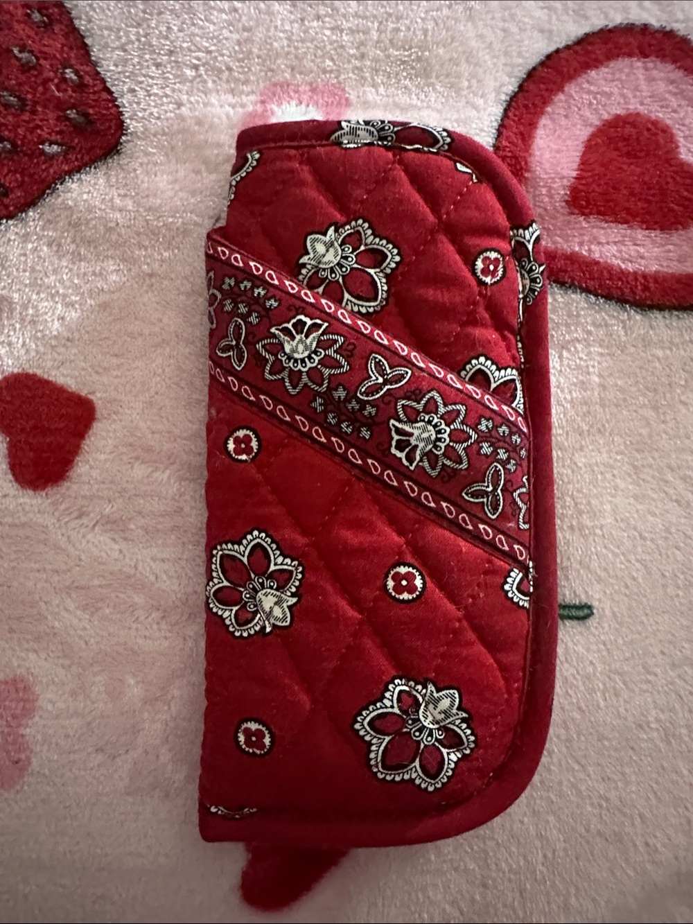 Vera Bradley Quilted Soft Red Floral Sunglasses Case